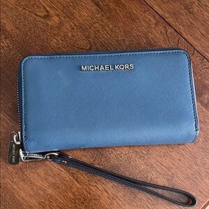 Michael Kors Blue Wristlet Wallet